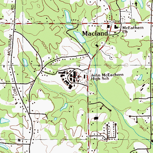 Topographic Map of McEachern High School, GA