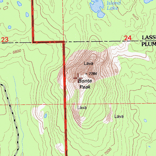Topographic Map of Bonte Peak, CA
