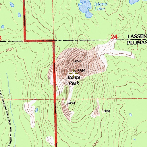 Topographic Map of Bonte Peak, CA