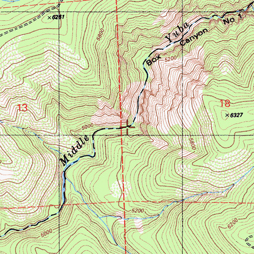 Topographic Map of Box Canyon Number One, CA