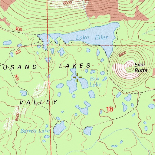 Topographic Map of Box Lake, CA