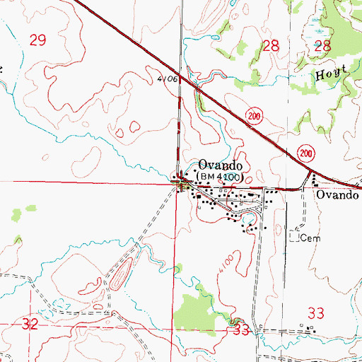 Topographic Map of Ovando Volunteer Fire Department, MT