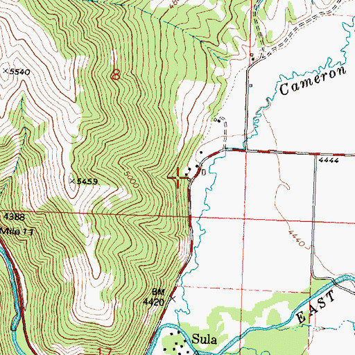Topographic Map of Sula Rural Fire District Station 1, MT