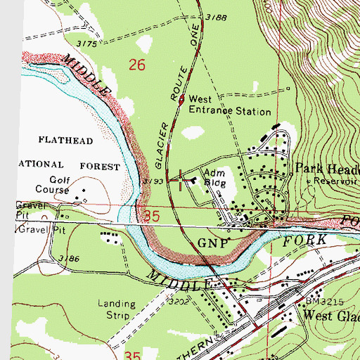 Topographic Map of Glacier National Park Fire Brigade, MT