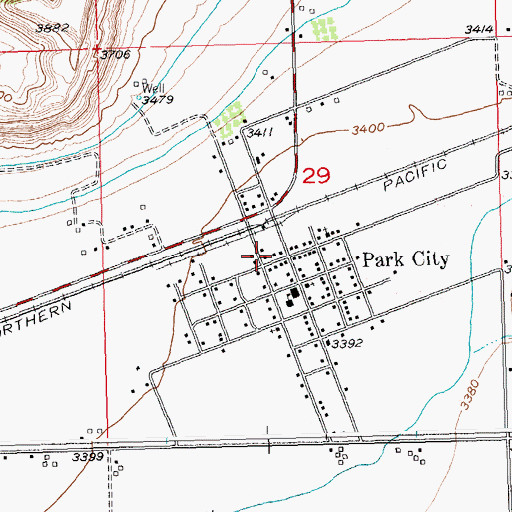 Topographic Map of Park City Rural Fire District - Park City Volunteer Fire Department, MT