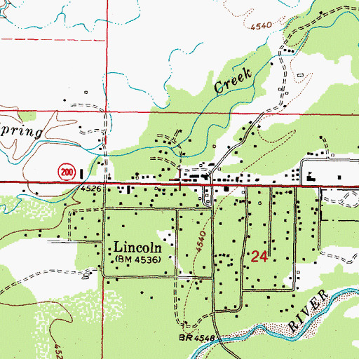 Topographic Map of Lincoln Rural Fire District Station 1, MT