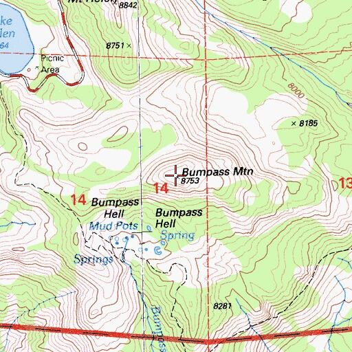 Topographic Map of Bumpass Mountain, CA