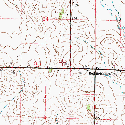 Topographic Map of Ayen Farms, WI