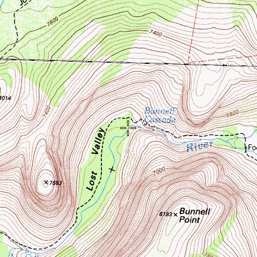 Topographic Map of Bunnell Cascade, CA