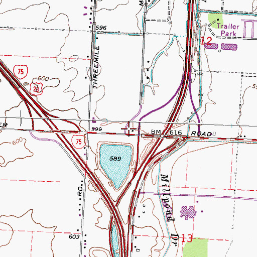 Topographic Map of Bayside Health Center, MI