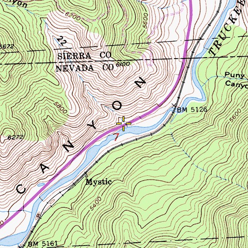 Topographic Map of Canyon Twentytwo, CA