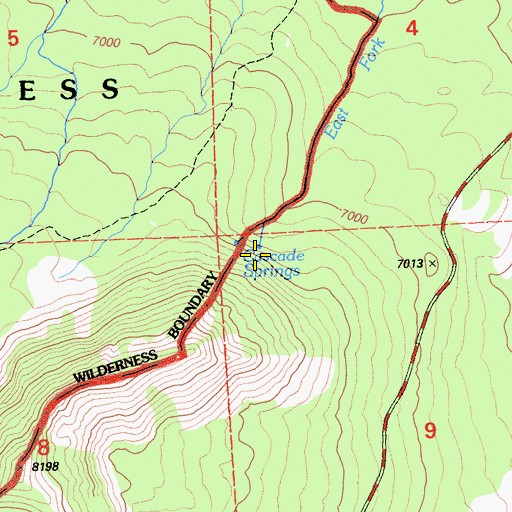 Topographic Map of Cascade Springs, CA