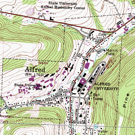 Topographic Map of Pioneer Center, NY