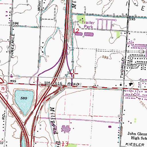 Topographic Map of Davenport University, MI