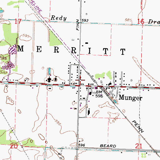Topographic Map of Munger Post Office, MI