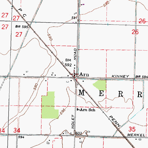 Topographic Map of Arn, MI