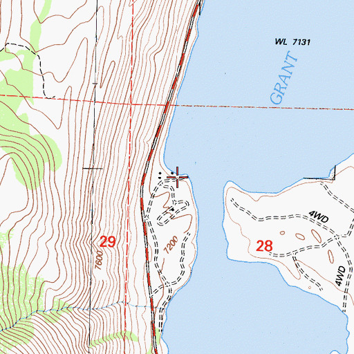 Topographic Map of Grant Lake Boating Site, CA