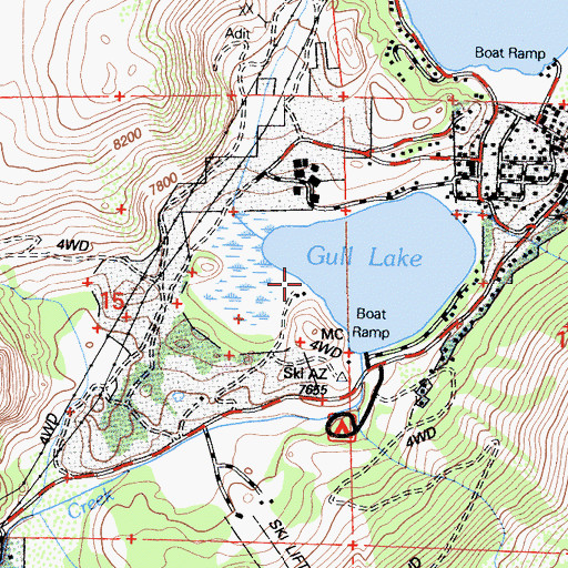 Topographic Map of Gull Meadows Boating Site, CA