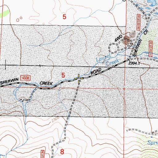 Topographic Map of Laurel Lakes Trailhead, CA