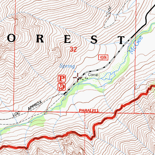 Topographic Map of McGee Pack Station, CA