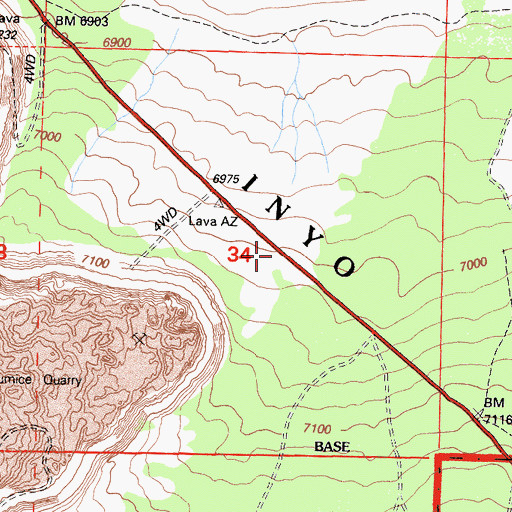 Topographic Map of Mono Craters Observation Site, CA