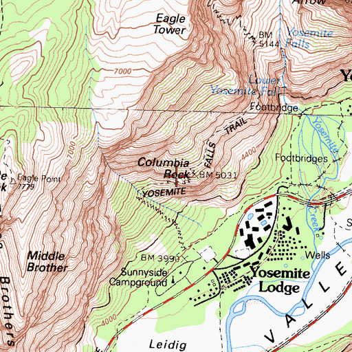 Topographic Map of Columbia Rock, CA