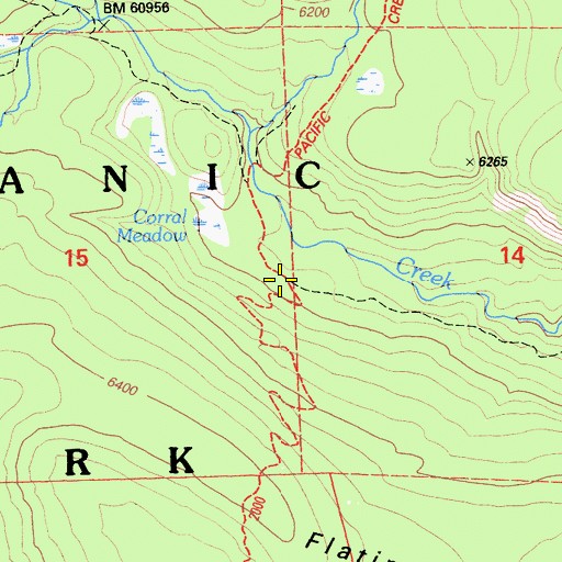 Topographic Map of Corral Meadow, CA
