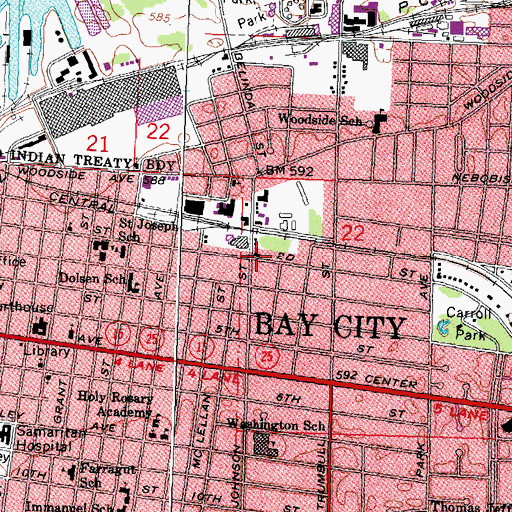 Topographic Map of Gethsemane Missionary Baptist Church, MI