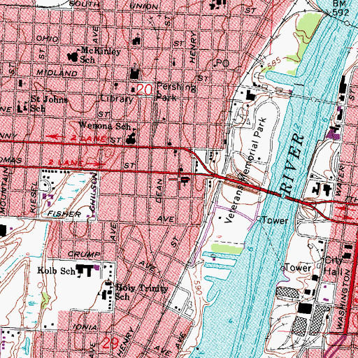 Topographic Map of Messiah Lutheran Church, MI