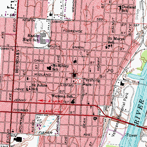 Topographic Map of Westminster Presbyterian Church, MI