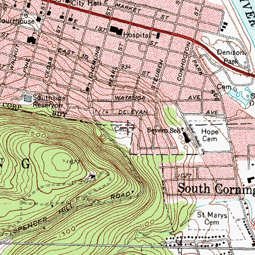 Topographic Map of Hope Cemetery Annex, NY
