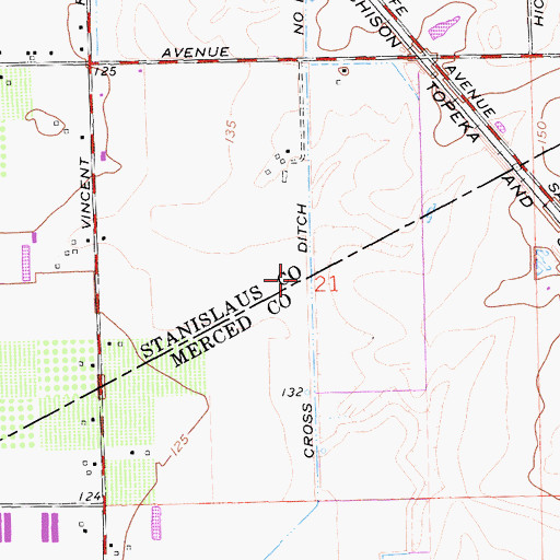 Topographic Map of Cross Ditch Number One, CA