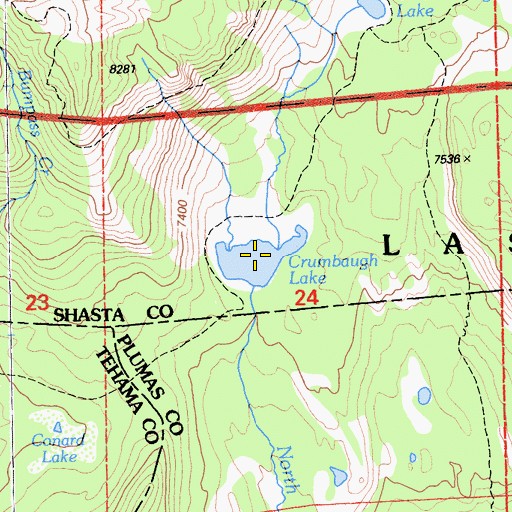 Topographic Map of Crumbaugh Lake, CA