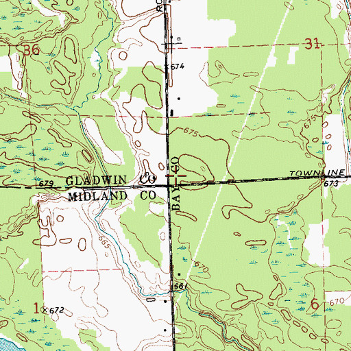 Topographic Map of Glencoe Post Office (historical), MI