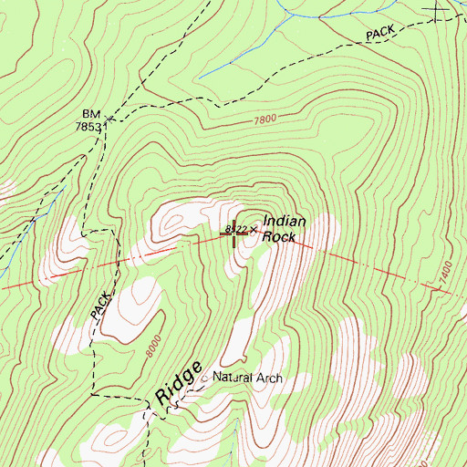 Topographic Map of Indian Ridge, CA