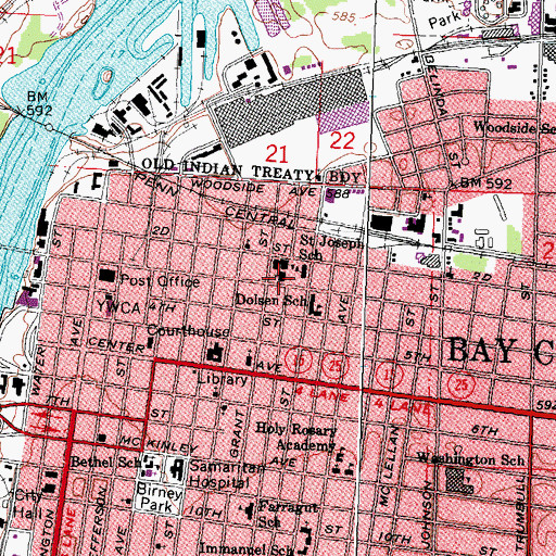 Topographic Map of Saint Joseph Catholic Church Historical Marker, MI
