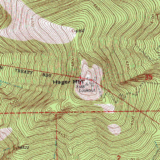 Topographic Map of Hager Mountain Lookout, OR