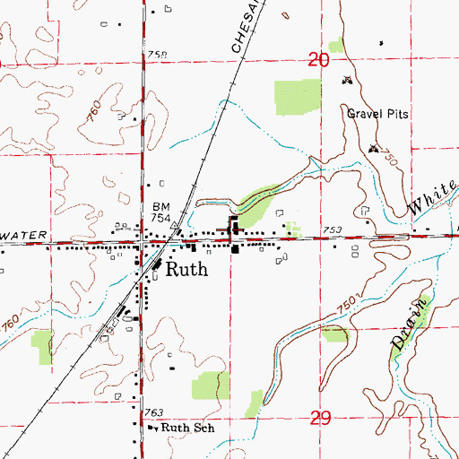 Topographic Map of Saint Peter and Paul Church, MI