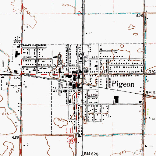 Topographic Map of Pigeon Police Department, MI