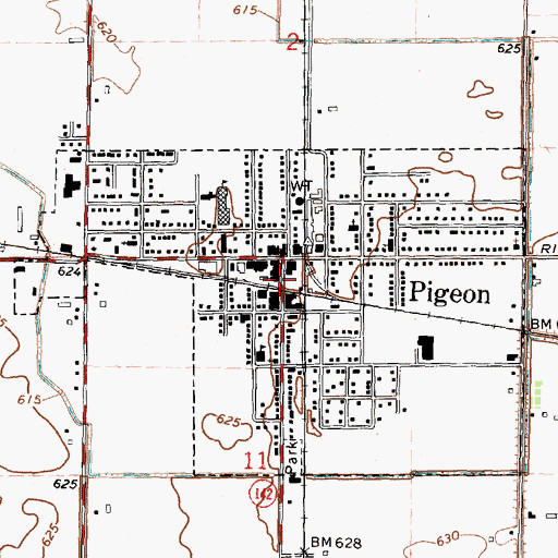 Topographic Map of Pigeon Station, MI