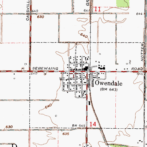 Topographic Map of Owendale Fire Department, MI