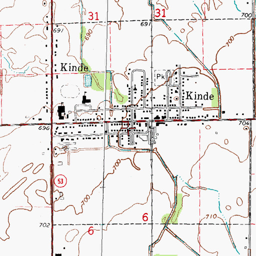 Topographic Map of Kinde Presbyterian Church, MI