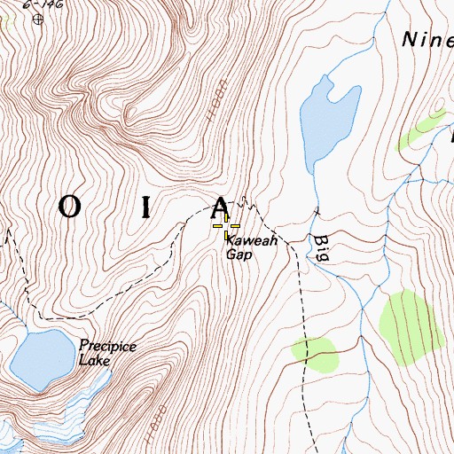 Topographic Map of Kaweah Gap, CA