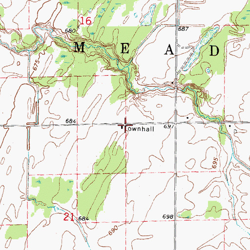 Topographic Map of Meade Township Hall, MI