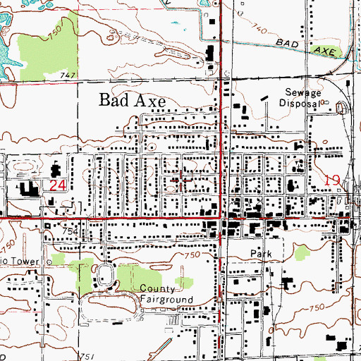 Topographic Map of Seventh Day Adventist Church, MI