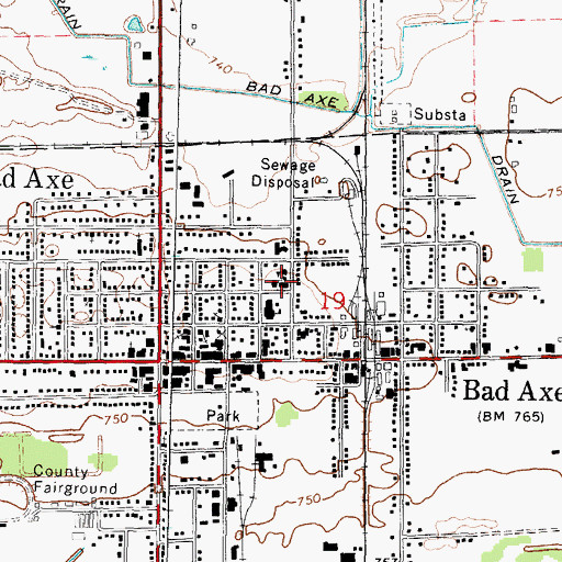 Topographic Map of Sacred Heart Church, MI