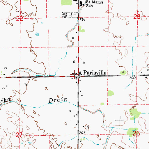 Topographic Map of Parisville Post Office (historical), MI