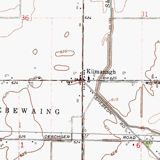 Topographic Map of Kilmanagh Post Office (historical), MI
