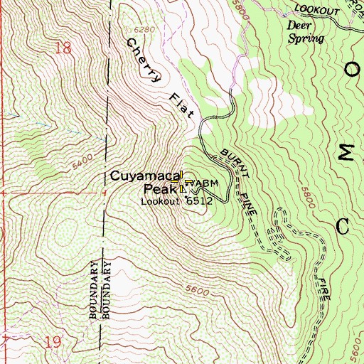 Topographic Map of Cuyamaca Peak Observation Site, CA