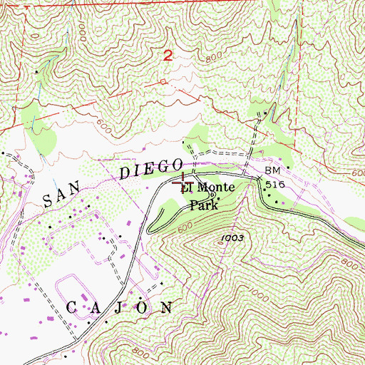 Topographic Map of El Monte County Park Picnic Site, CA